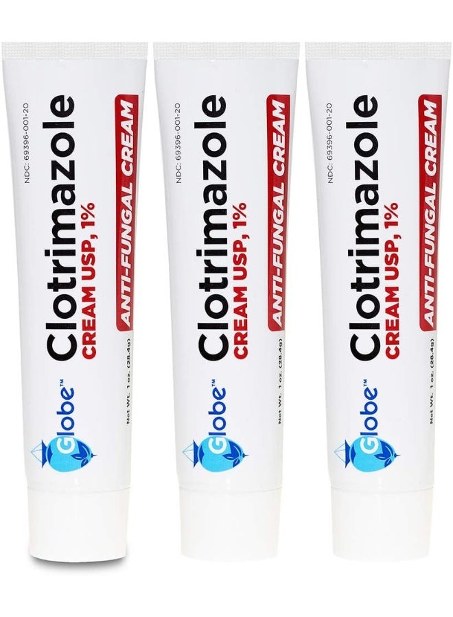 Globe (3 PACK) Clotrimazole Anti Fungal Cream, 1% USP Compare to Lotrimin 1oz. - Image 1